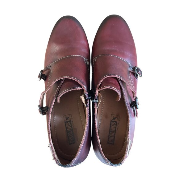 PIKOLINOS Rotterdam Women’s Double Monk Strap Booties Red Leather Sz 40 (US 9.5) - Picture 5 of 8